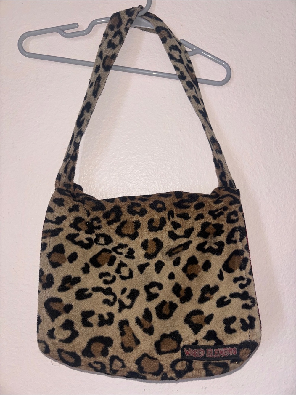 Wicked Elements Y2K Leopard Print Shoulder Bag, With Red Leopard Interior